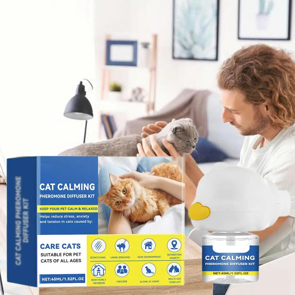 Cat Calming Diffuser 45ml Refill Calming Diffuser Natural Pheromone Diffuser Calm Relaxing Pets Pheromone Plug-in Relaxants Long