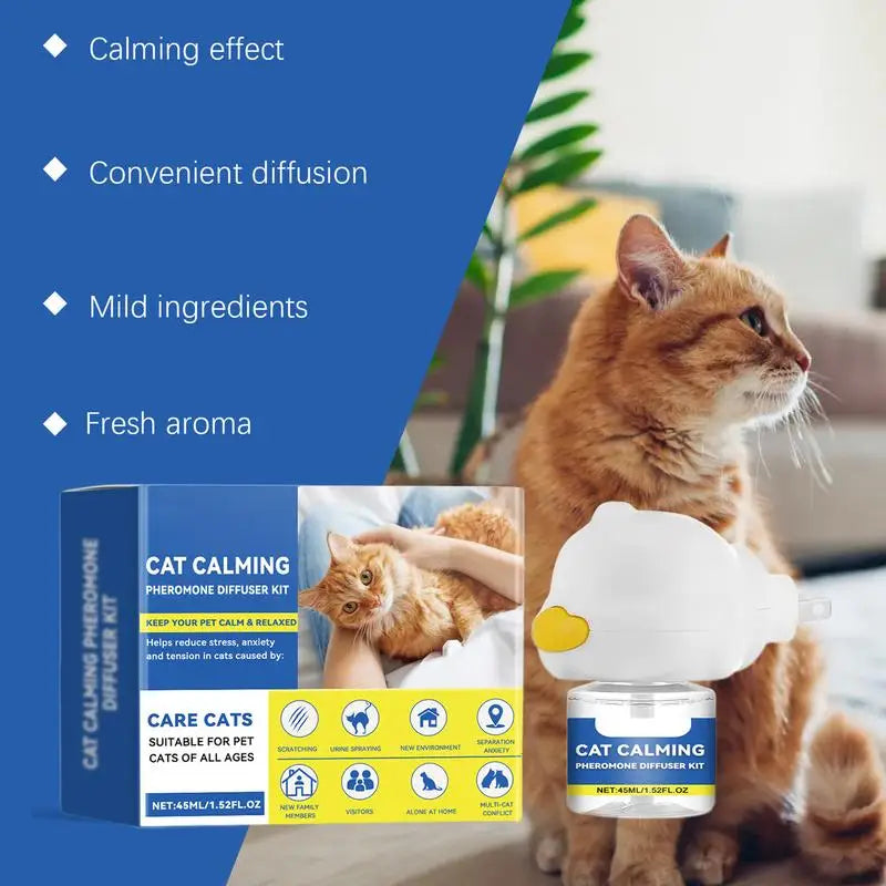 Cat Calming Diffuser 45ml Refill Calming Diffuser Natural Pheromone Diffuser Calm Relaxing Pets Pheromone Plug-in Relaxants Long