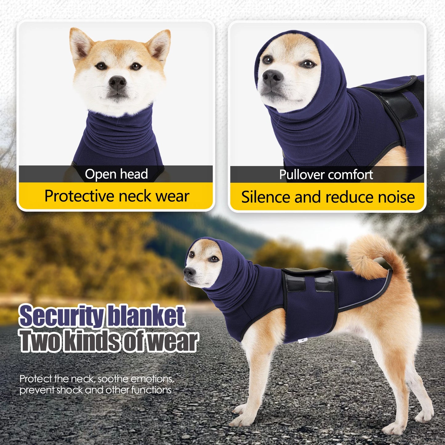 Dog Anxiety Vest and Coat-Keep Pet Calm, Dog Jacket for Thunder, Fireworks, Anti Anxiety Vest for Dogs and Cat Body and Ear