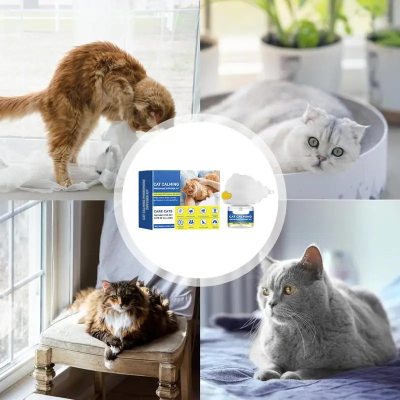 Cat Calming Diffuser 45ml Refill Calming Diffuser Natural Pheromone Diffuser Calm Relaxing Pets Pheromone Plug-in Relaxants Long