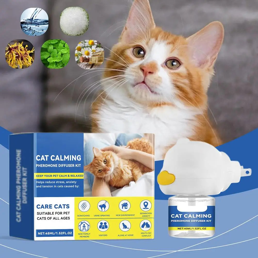 Cat Calming Diffuser 45ml Refill Calming Diffuser Natural Pheromone Diffuser Calm Relaxing Pets Pheromone Plug-in Relaxants Long