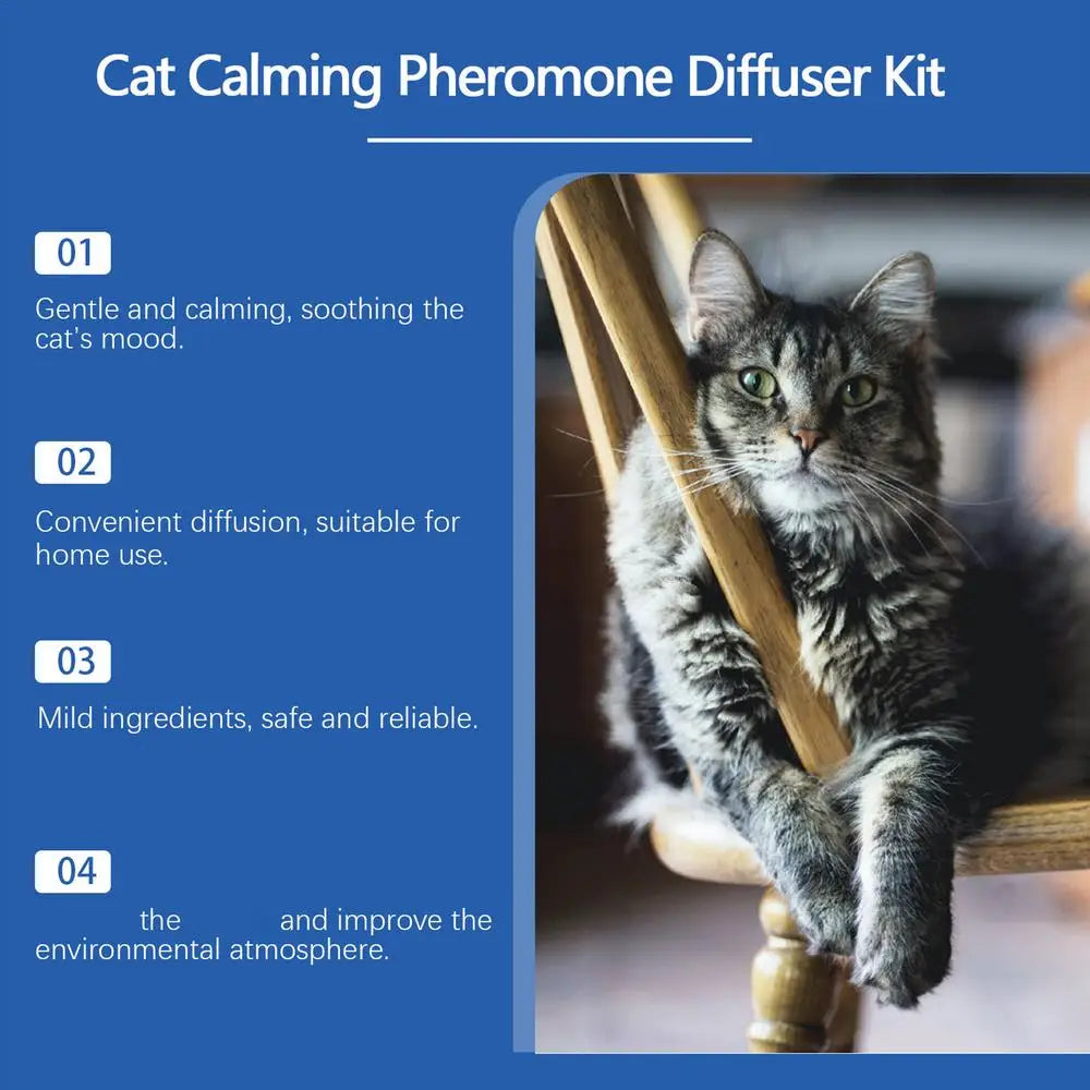 Cat Calming Diffuser 45ml Refill Calming Diffuser Natural Pheromone Diffuser Calm Relaxing Pets Pheromone Plug-in Relaxants Long